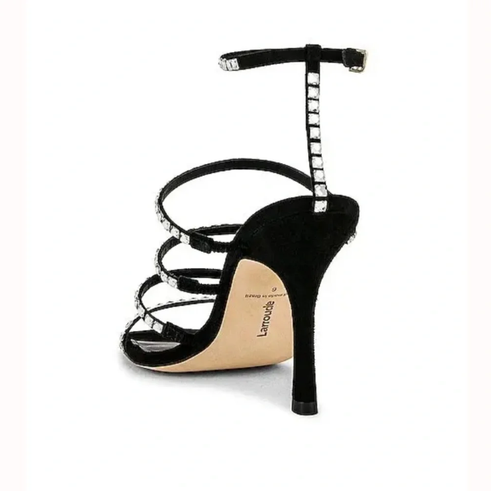 NWT Larroude Black Suede Sasha Heels